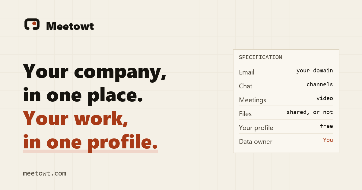 I built one workspace for a whole company (email on your domain, chat, video calls, HR) at 1 dolr a 